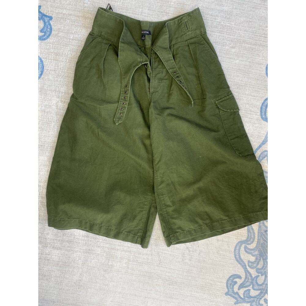 Banana Republic Explorer Culottes Womens Sz 2 Green Cotton Linen Wide Leg Shorts - Picture 4 of 15
